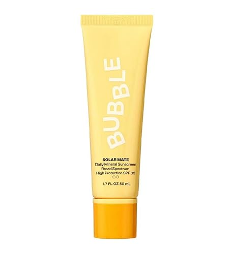 Bubble Skincare Solar Mate Mineral - Protector solar facial de amplio espectro SPF 40 - Protector solar de óxido de zinc con protección contra la