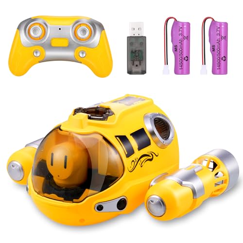 Wyxron Ferngesteuertes Boot Kinder, 2,4-GHz Dual Propeller RC Boot mit Wasserspritzfunktion, Wasserspielzeug für Pools Lakes Jungen Mädchen Spielzeug im Freien Geschenke (Gelbes Spritzboot1)