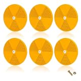 Qiping 6 PCS Giallo Rotondo catadiottro 8,4 cm Diametro riflettore rimorchi con omologazione E-Mark, per Auto, Camion, roulotte, Moto