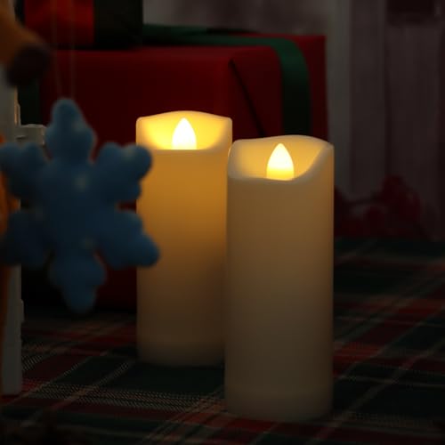 Image of 2 inchx 5 inch LED Flameless Candles with Timer Battery Operated Outdoor LED Lights Fake Flickering Waterproof Candles for Home Decorations Garden Decor Wedding Party Christmas Party Set of 2