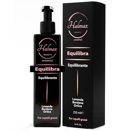 Halmax Shampoo Capelli Grassi 250ml | Shampoo Seboregolatore e Antiforfora Professionale | Cute Grassa e Punte Secche | Con Bardana, Ortica e Salvia | Made in Italy