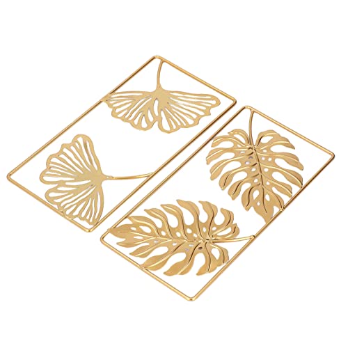 Image of Qcwwy 2Pcs Ginkgo Leaf Wall Decor Strong Metal Exquisite Color Widely Used Gold Wall Decor for Bedroom Golden Metal Wall Art Nordic Style Wall Art Ginkgo Leaf Decoration