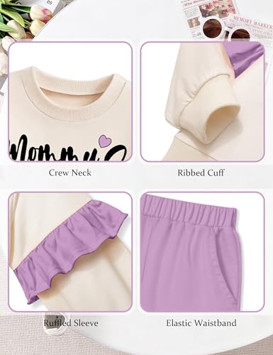 Toddler Girl Clothes Ruffle Long Sleeve Baby Girl Clothes Solid Crewneck 2pcs Outfits Sweatshirt Pant Sets 12M-4T