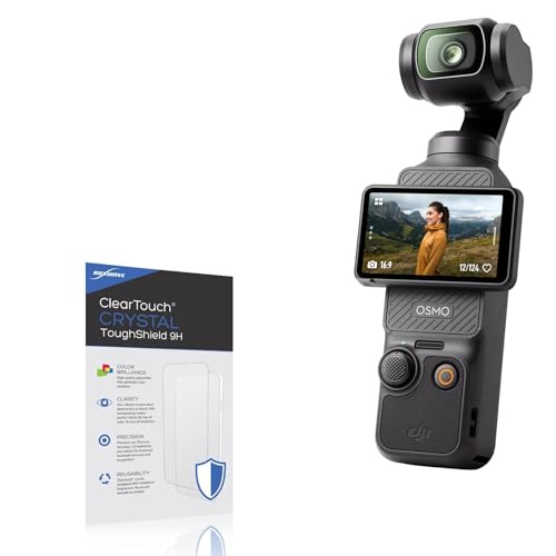 BoxWave Screen Protector Compatible with DJI Osmo Pocket 3 - ClearTouch Crystal ToughShield 9H (2-Pack), Clear 9H Tough Flexible Film Screen Protector