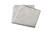  Pañuelo de Bolsillo en Viscosa, Gris, Plata, Diseño Paisley, Hombres, Mujeres