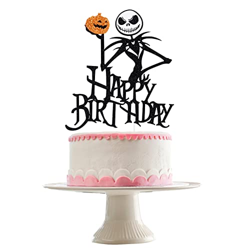 Jack Skellington Happy Birthday Cake Topper Nightmare Before Christmas Birthday Cake Topper For Halloween Horrible Birthday Cake Topper Decor Nightmare Before Christmas Birthday Party Cake Decorations #TOP28