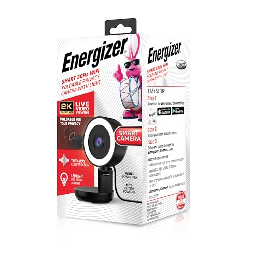 Energizer Smart 2K Wired Indoor Camera with Light for Night Vision, 5GHz & 2.4GHz Wi-Fi, Foldable for Privacy, Remote Access, 130° Wide Angle, Recording, Instant Motion Alerts, Two-Way Audio (Black) by Energizer - Used condition - Image 8