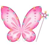 DUDUCOFU Light Up Princess Accessories, Butterfly Fairy Wings for Girls