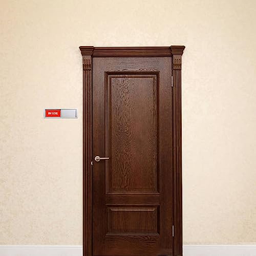 Image of Vacant In Use Door Sign for Home Office Restroom Conference Hotels Hospital, Vacant Occupied Slider Door Indicator Tells Whether Room Vacant or In Use, 7'' x 2'' - Silver