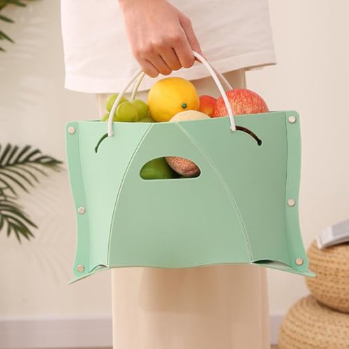 Image of Portable Foldable Stool with Storage Basket, Multi-Purpose Collapsible Seat, Lightweight Folding Chair for Camping, Fishing, Travel, Picnic, Outdoor Waiting, Grocery Carry Bag, 1 Piece