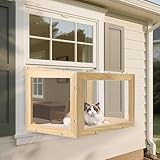 BALAPET Cat Window Catio with Wooden Frame for Sunbathing, Sturdy Clear Acrylic Cat Window Box, Waterproof Roof Pet Window Perch for Safely Enjoying The Outdoor Sights and Napping