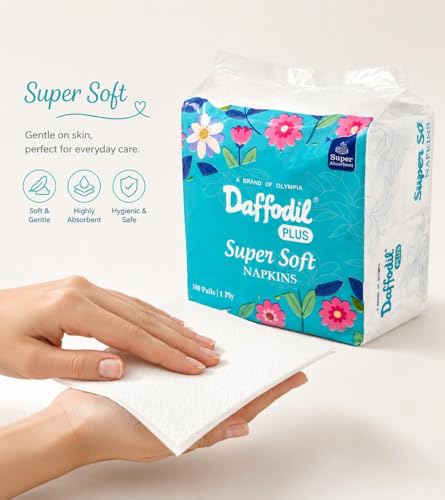 Image of DAFFODIL 1 Ply Tissue Paper Napkins - 100 Pulls | Soft Disposable Paper Napkins for Dining Table, Parties, Restaurants, Cafes, Office Pantry & Everyday Use | Hygienic Table Tissue Paper (1)