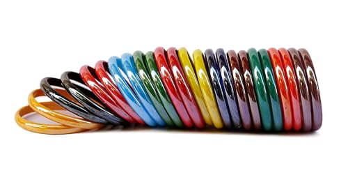 Glossy Finish Glass Bangles for Women 12 Multi Colours Pairs Size 2-10 to 2-0 (Pack Of 24 Bangles)