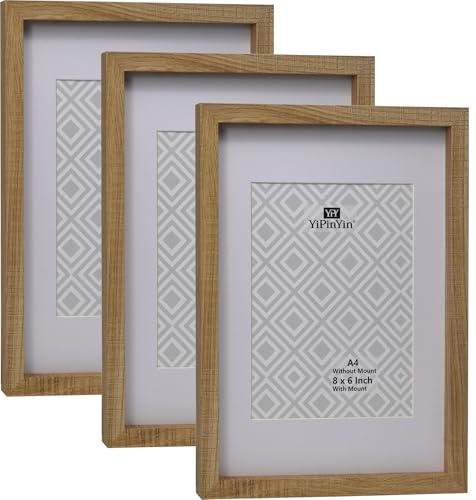 Natural Wood Effect A2(42x59.4cm) Boxed Picture Frames Set of 3 with Mounts for A3(29.7X42CM), A3 boxed photo frames 3pack,A2 Oak Wooden Effect Poster Frame with Mount for A3 photo - Image 8