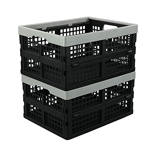Xyskin Boîtes pliables en plastique de 16 litres Petit panier stable pliable, 2 paquets Cover