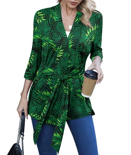 Image of LILBETTER Women's Casual Lightweight 3 /4 Sleeve Open Front Cardigan Draped Duster