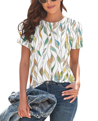 Image of KevaMolly Basic T Shirts for Women UPF 50+ Short Sleeve Casual Summer Tops Trendy Solid Loose Fit Crew Neck Tees Tshirt