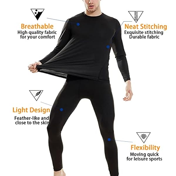 Yutdeng Mannen Thermisch Ondergoed Set Winter Warm Functioneel Ondergoed Fleece Gevoerd Lange Mouw Basislaag Compressie Ondergoed 2 Stks Sneldrogende Top & Bottom Leggings Lange Johns Atletische Sport