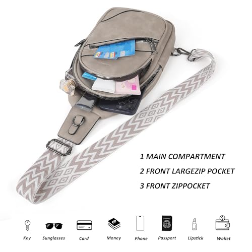 Image of TANTOMI Sling Bag Crossbody Bags for Women Leather Cross Body Bag Trendy Fanny Pack Chest Travel Purse with Adjustable Strap