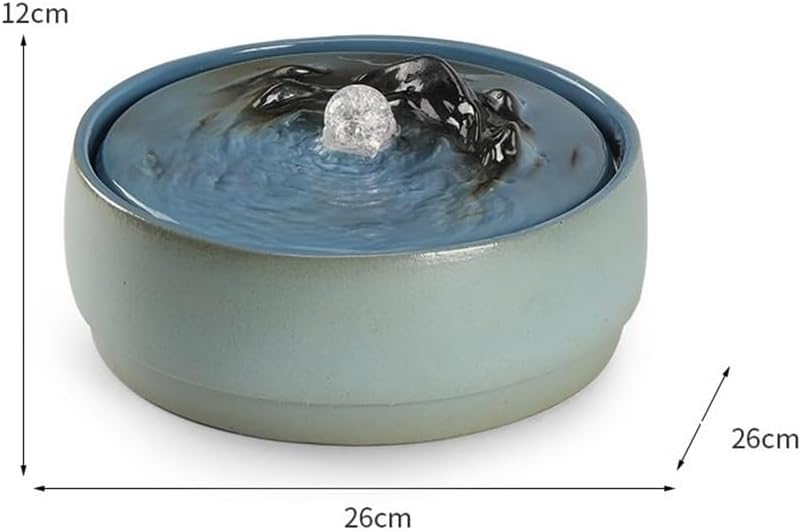 カスケード噴水 中国風の循環式噴水卓上噴水ホームオフィス装飾(Blue)