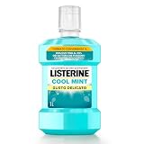 LISTERINE Cool Mint, Collutorio 0% alcol al gusto Menta a base di Oli Essenziali Antibatterici di Menta, Timo, Betulla, Collutorio Listerine senza alcool per un'igiene orale completa, 1 L