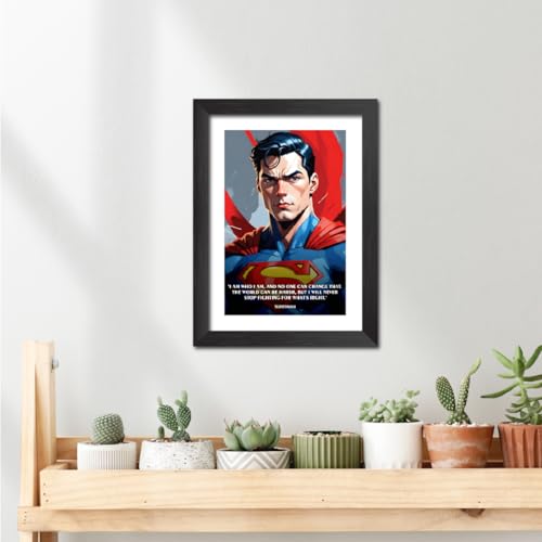 Image of TenorArts Superman Poster with Quotes Comics Photo Frame Painting With Black Wooden Textures (12inches x 9inches)