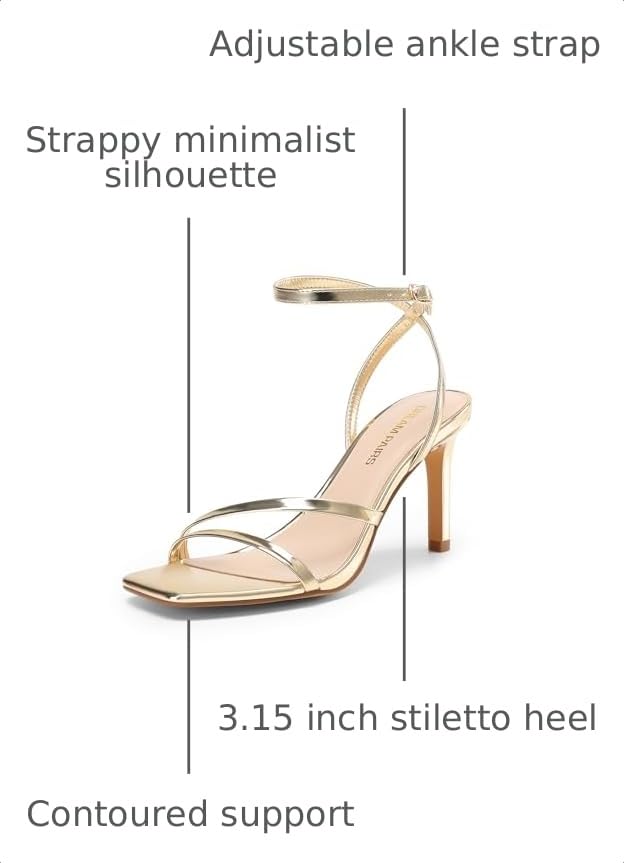 Image of DREAM PAIRS Women's Comfort Sexy Strappy Stiletto Heels | Square Open Toe Adjustable Ankle Buckle Strap High Dress Heels, Elegant Heeled Pumps for Party, Wedding and Prom Occasions
