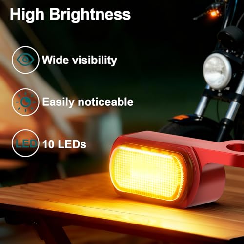 Image of MoKitDora LED Turn Signals Front Mini Blinkers Running Light for 2009-2017 Harley Touring Street Road Electra Glide King 2015-2024 Softail Breakout Deluxe Fat Boy Street Bob, Red Housing