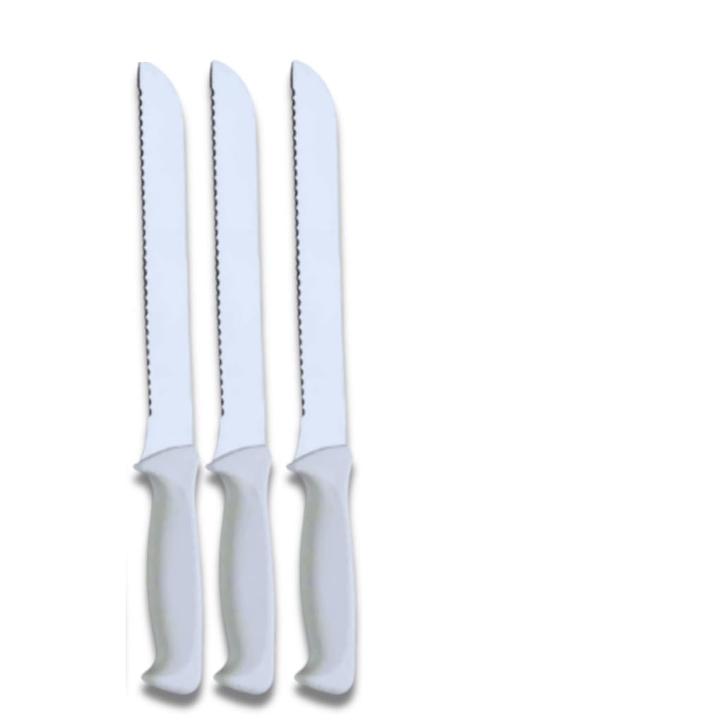 Faca de Pão Serrilhada 27 cm em Aço Inox, Corte Preciso para Bolos(KIT 3 UND)