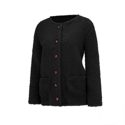 Popcorn Cardigan for Womens Plus Size Oversized Fuzzy Sherpa Fleece Jacket Long Sleeve Open Front Button Down Coats4