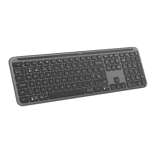 Teclado sem fio Logitech Signature Slim K950 Com Easy-Switch para até 3 dispositivos, Digitação Silenciosa, Conexão Bluetooth ou Receptor USB Logi Bolt Incluso e Layout US INTL - Grafite