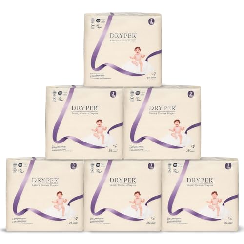 Baby Diapers, DRYPER Disposable Diaper Newborn Size 3 Diapers (13-24 lbs), 3D Leak Guards & Wetness Indicator, Ultra-Soft & Thin, Fast Water...