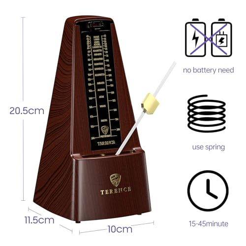 Mechanical Metronome for Piano Guitar Violin Bass Drum and Other Musical Instruments Loud Sound and High Precision Track Beat and Tempo, Portable Metronome Gift Teaching for Beginners (Wood Grain)