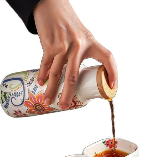 Botella Dispensadora De Aceite De Oliva, Botellas De Cerámica De 300 Ml para Aceite De Cocina. Recipiente para Condimentos con Tapa.