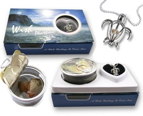 Pearlina Turtle Necklace Cultured Pearl in Oyster Set Silver tone Plated Cage W/Stainless Steel Chain 18"2