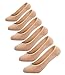 No-Show Socks for Women,Thin Low Cut Socks Loafer Liner Anti Slip Heel Beige,6 Pack_beige Socks,One Size