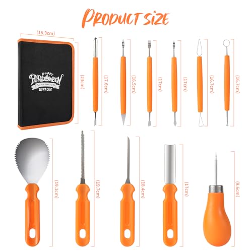 Bifrost Pumpkin Carving Kit, Halloween Pumpkin Carving Tools 22 Piece Premium Stainless Steel Tool Set with Stencils & Convenient Storage Bucket... - Image 3