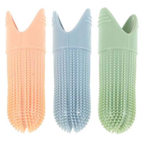 SOIMISS Cepillo de Dientes de Dedo para Perros y Gatos, 3 Unidades de Silicona, Colores Azul, Verde y Beige, Limpieza Dental Eficaz para Cachorros y Razas Pequeñas, Cuidado Bucal Mascotas