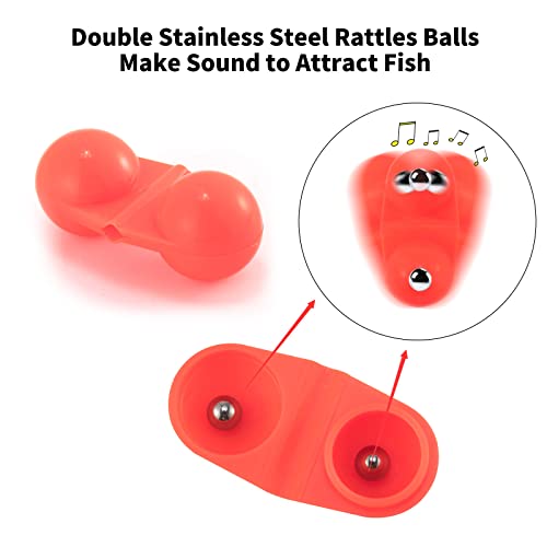 Alwonder 20 Pack Fishing Double Rattle Beads, Catfish Rig Fishing Attractants Portable Plastic Fishing Beads Fishing Bells Accessory For Catfish Striper Bass Pompano, Green #TOP1