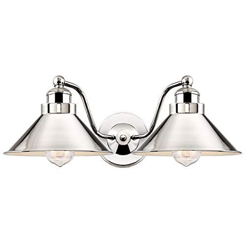 Exclusive Discount 70% Price  Kira Home Welton 19" Modern Industrial 2-Light Wall Sconce, Polished Nickel Finish