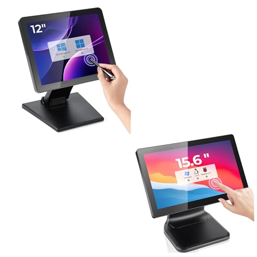 Image of MUNBYN 15.6-inch POS Touchscreen Monitor, 1920 x 1080 Resolution, HDMI /VGA Connectivity, IP54 Waterproof & Dustproof, Stable Metal Base