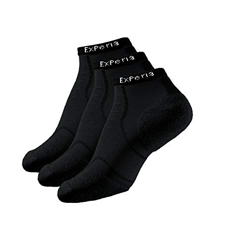 Thorlos Experia Thin Padded Ankle Sock, 3 Pair Pack, Black L