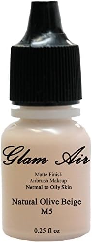 Glam Air Airbrush Makeup Water Based Foundation in Matte Finish for Flawless Looking Skin (0.25oz Bottles) (M5 NATURAL OLIVE BEIGE)