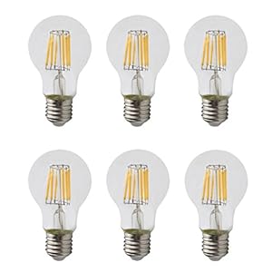 6-pack dimbaar AC 110-130V 6W A60 E26 schroef LED klassieke gloeilamp, 60W gloeilampen vervanging, warm wit 2700K