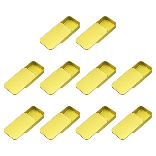 Image of uxcell 10Pcs Slide Top Tin Containers, Mini Metal Empty Tins Box with Sliding Lids, 3.1 inchx2 inchx0.6 inch Rectangular Storage Organizers for Lip Balm, Solid Perfume, Small Items, Light Gold