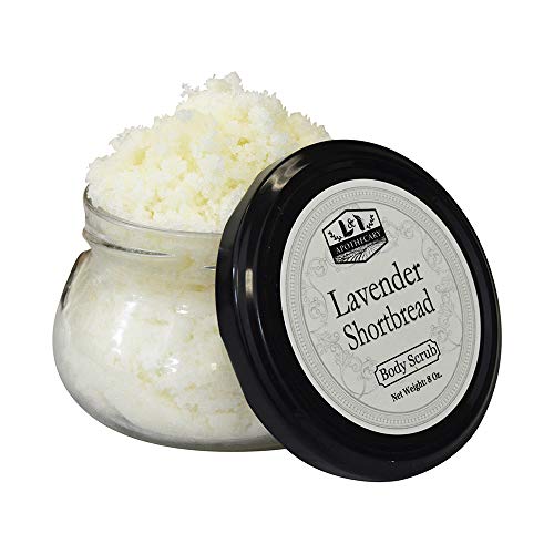 8 Oz. Lavender Shortbread Cookie Body Scrub, Deeply Exfoliating Face & Body Scrub Yet gentle & Ultra hydrating, With Shea Butter, Lavender Essential Oil & Organic Jojoba Oil