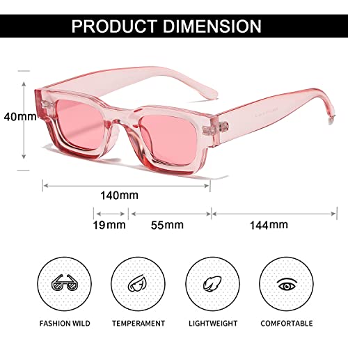 Image of EYLRIM Thick Square Frame Sunglasses for Women Men Chunky Rectangle Polarized Sunglasses UV400 Protection