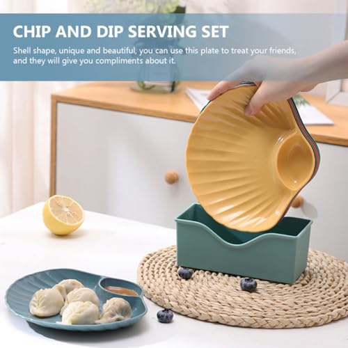 Set de 4 platos plásticos para salsa con forma de concha miniatura 5