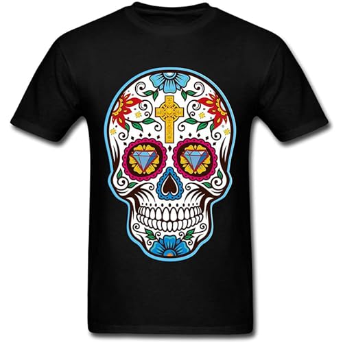 Photo de Big Sugar Skull Mexican Day of The Dead Dia De Los Tee 074 O-Neck 100% Cotton Short Sleeve Unisex T-Shirt L