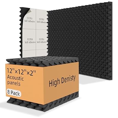 8 Pack Acoustic Foam Panels, 12"x12"x2" Egg Crate Tiles, Sound Absorbing Studio Wedges for Wall, Home Theater, Vocal Booth (Black)